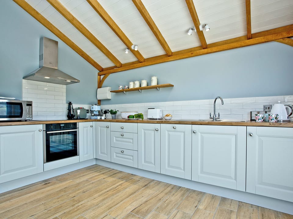 Tastefully modernised kitchen area | Woodland View Lodge, Axminster