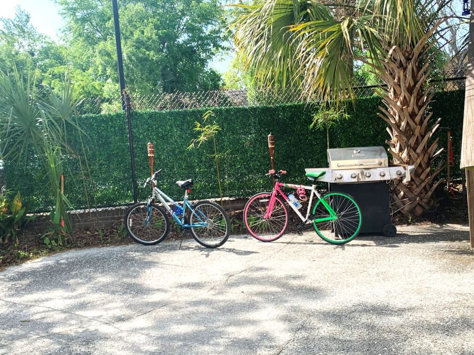 Back Patio with grill and bikes