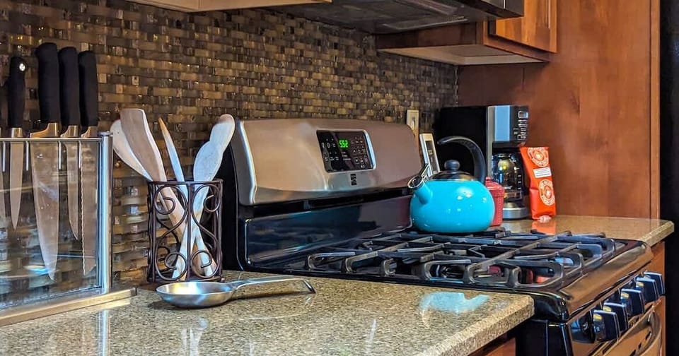 We have all the essential appliances available here for cooking at home.