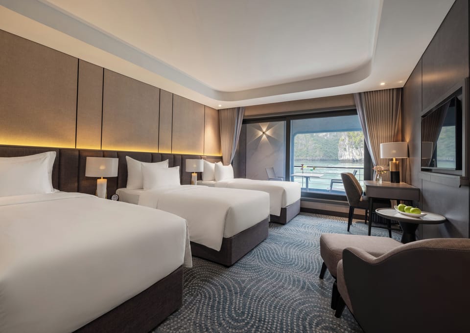 Junior Triple Suite Sea View with Private Balcony | Premium bedding, down comforters, memory foam beds, minibar