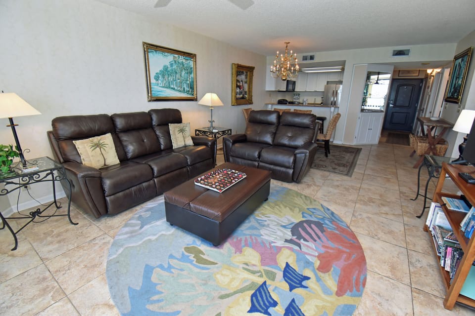 View of living and dining areas