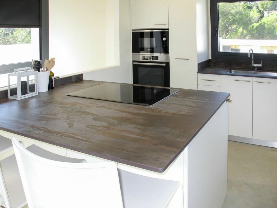 Countertop, Furniture, Kitchen, Property, Cabinetry, Room, Table, Interior Design, Granite, Floor