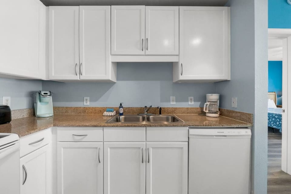 Full Size Kitchen with Ocean Views and Island Bar Seating