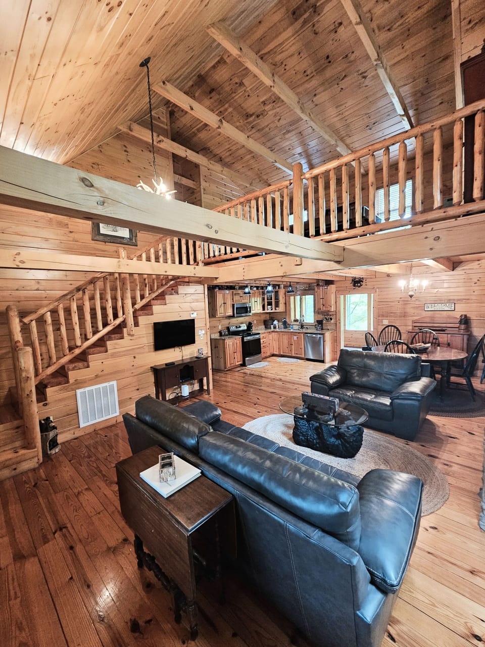 Living Room with Roku TV and Fireplace