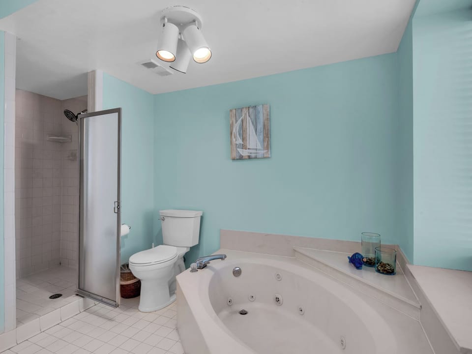 Shower and Large Soaking Tub in Primary Bath