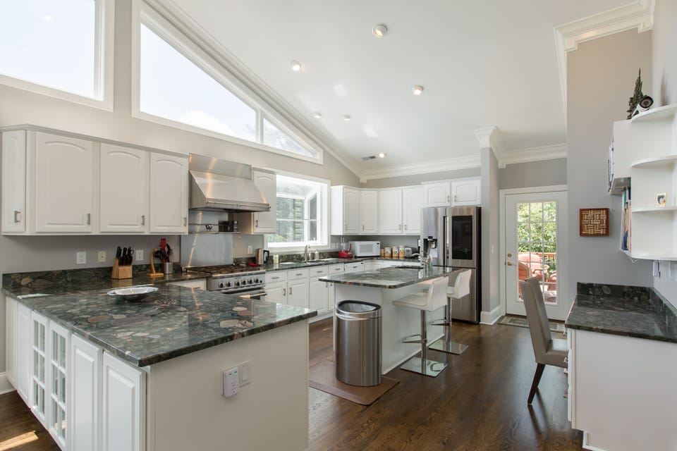 open kitchen with top of line gas range