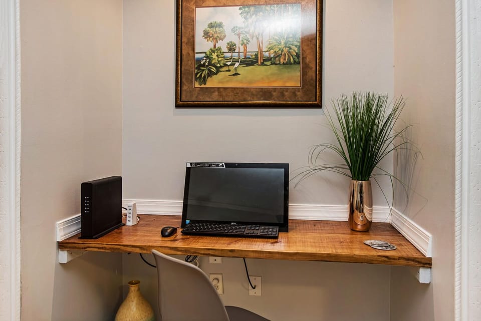 Get some work done or surf the web with wifi, computer & a dedicated work space