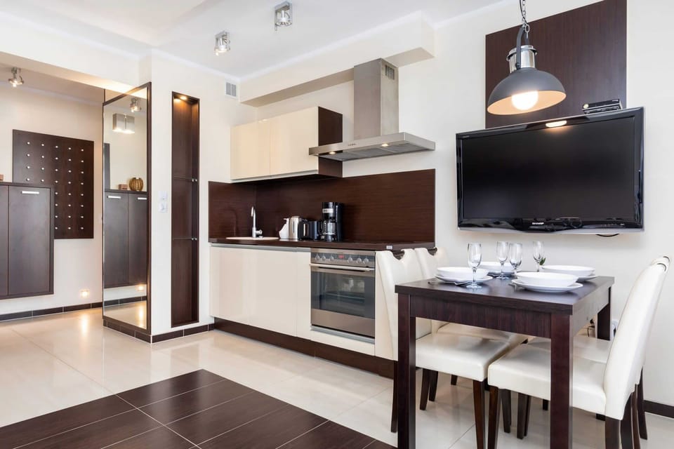 Kitchenette with dining table. 
