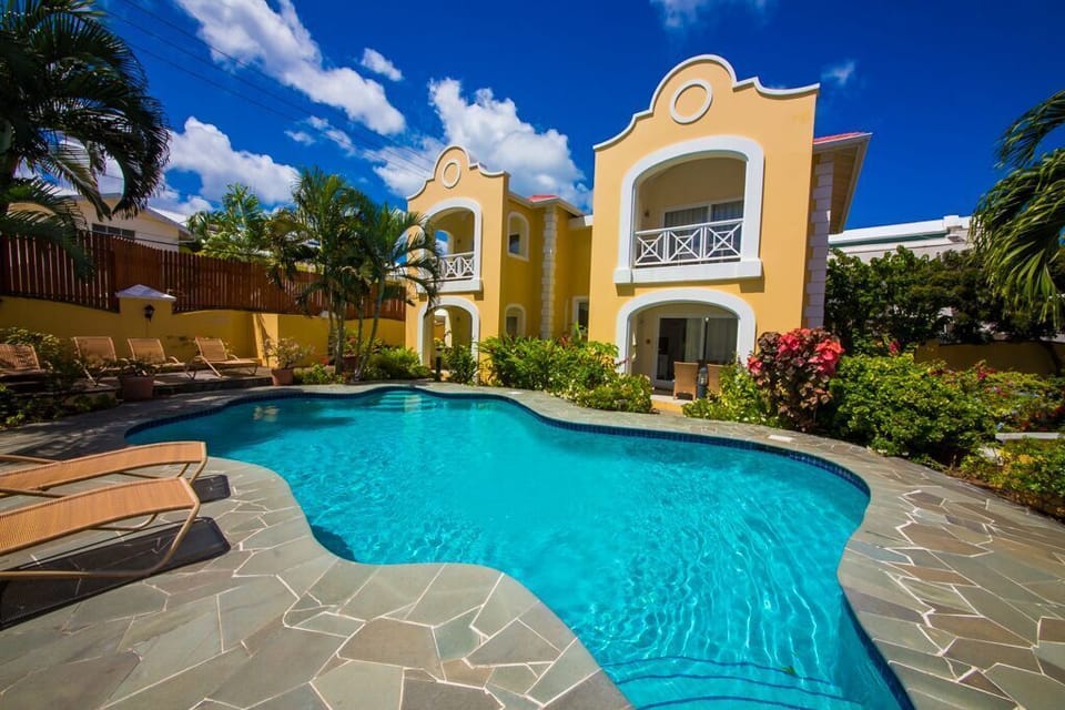 The pool at the rear of the property. Our property is not shown in this photo.