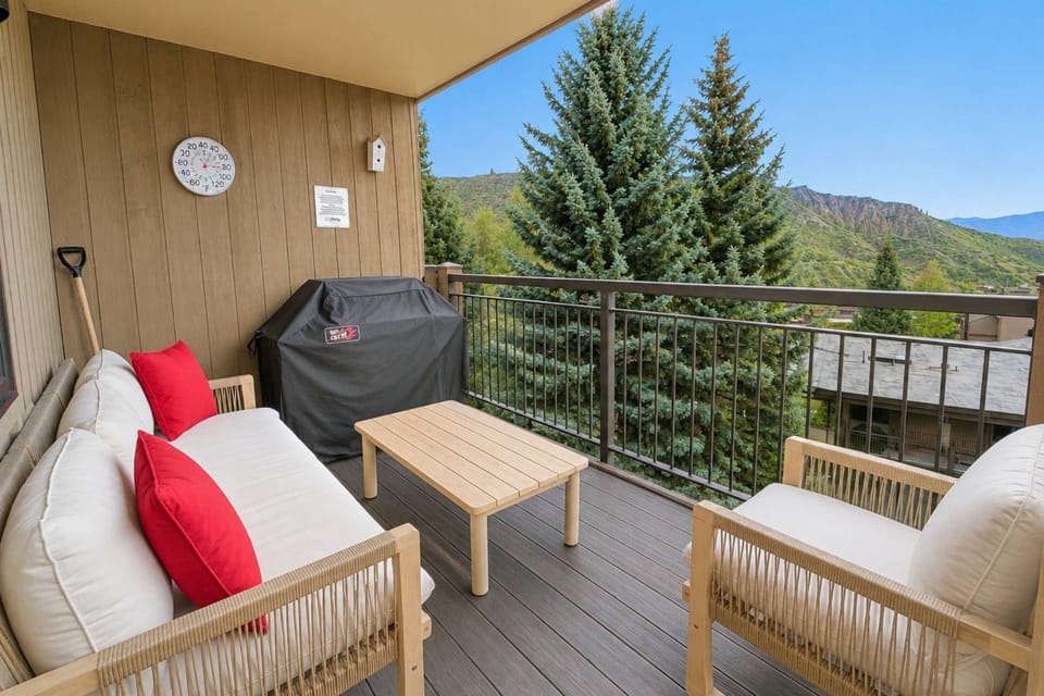 Relax on the patio and enjoy the cool shade and beautiful views while preparing dinner on the gas grill.