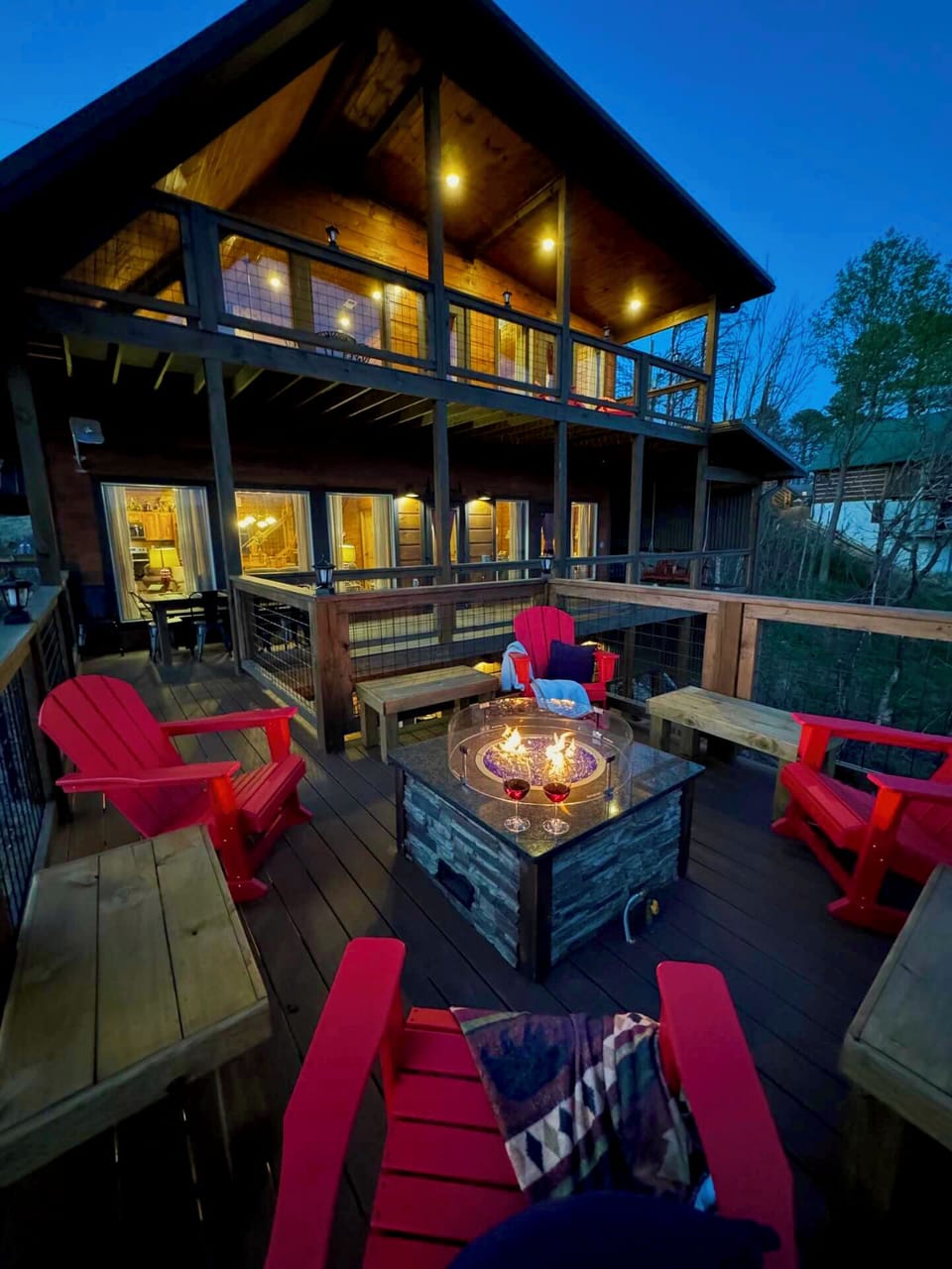 Sharing the fire pit with friends and family makes the perfect vacation.