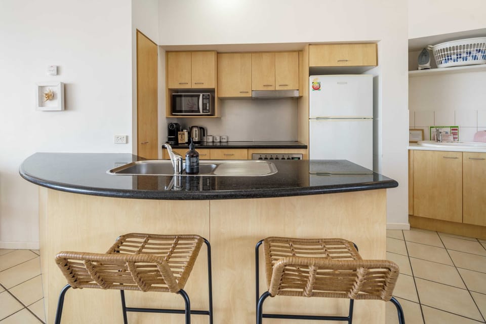 The kitchen has everything you need for cooking away from home