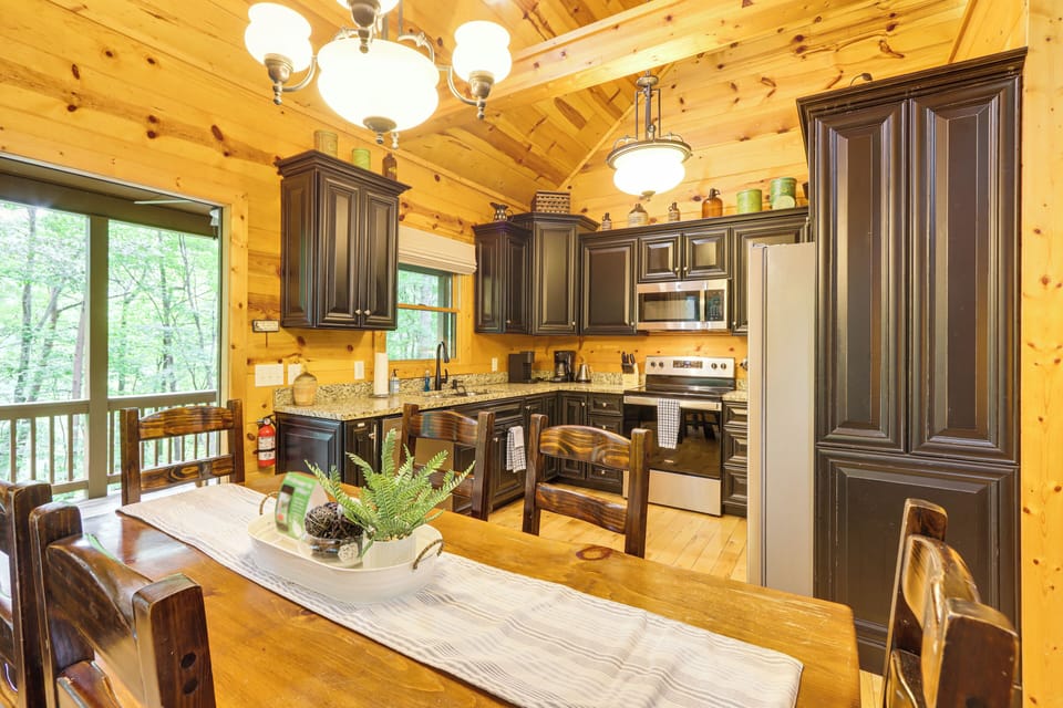 Dining Area | Custom Live Edge Table | Dishware & Flatware Provided