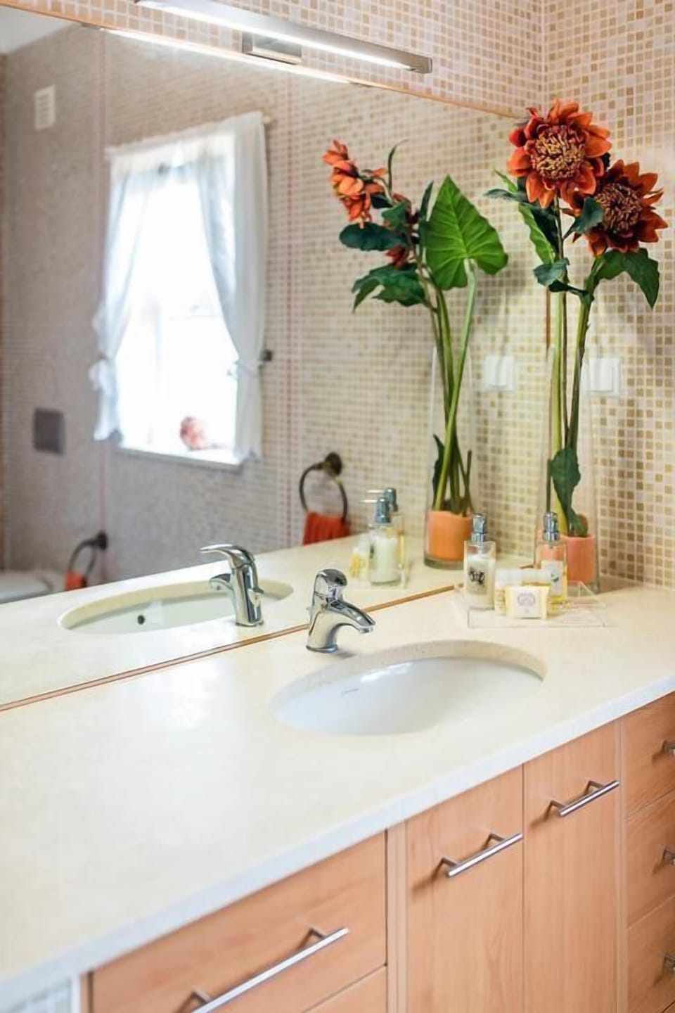 Jetted tub, rainfall showerhead, designer toiletries, hair dryer