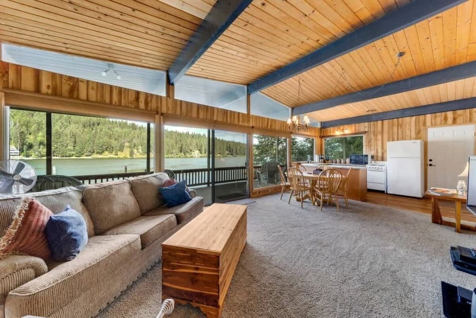 living room area with large windows for viewing the Kidd Island waters from inside