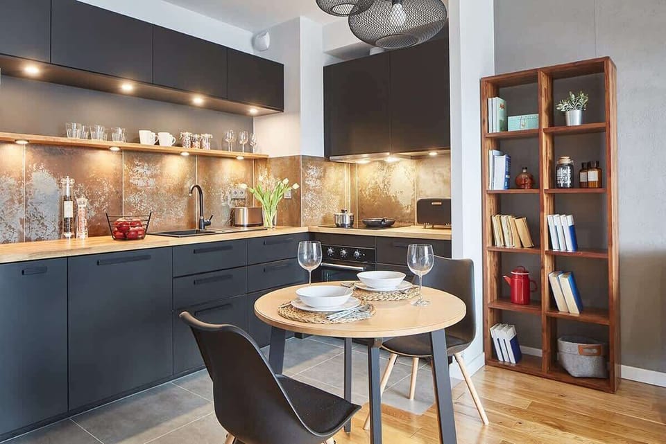 Kitchenette with dining table. 
