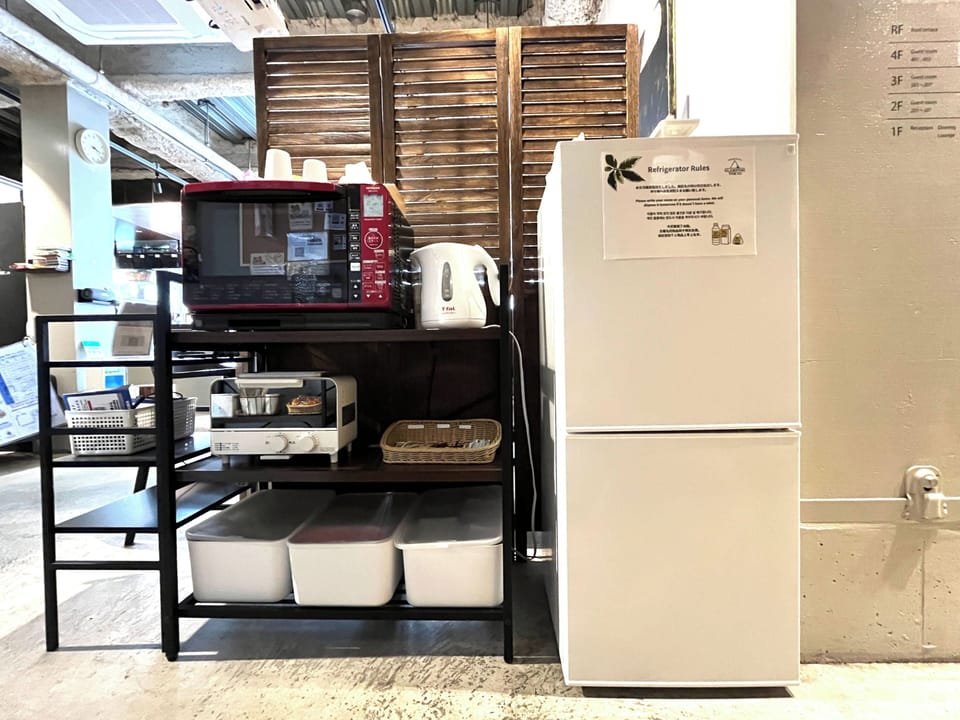 Shared fridge, microwave