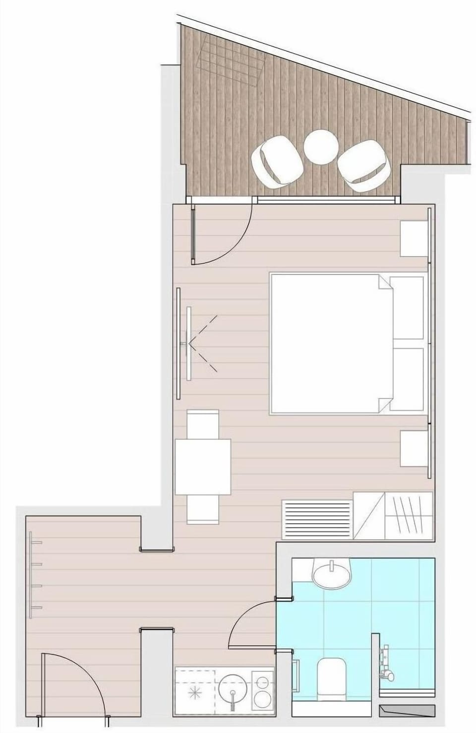 Premium Studio, Balcony, Partial Lake View | Floor plan