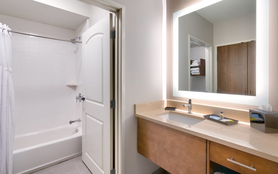 Get ready for your day in the bathroom.
