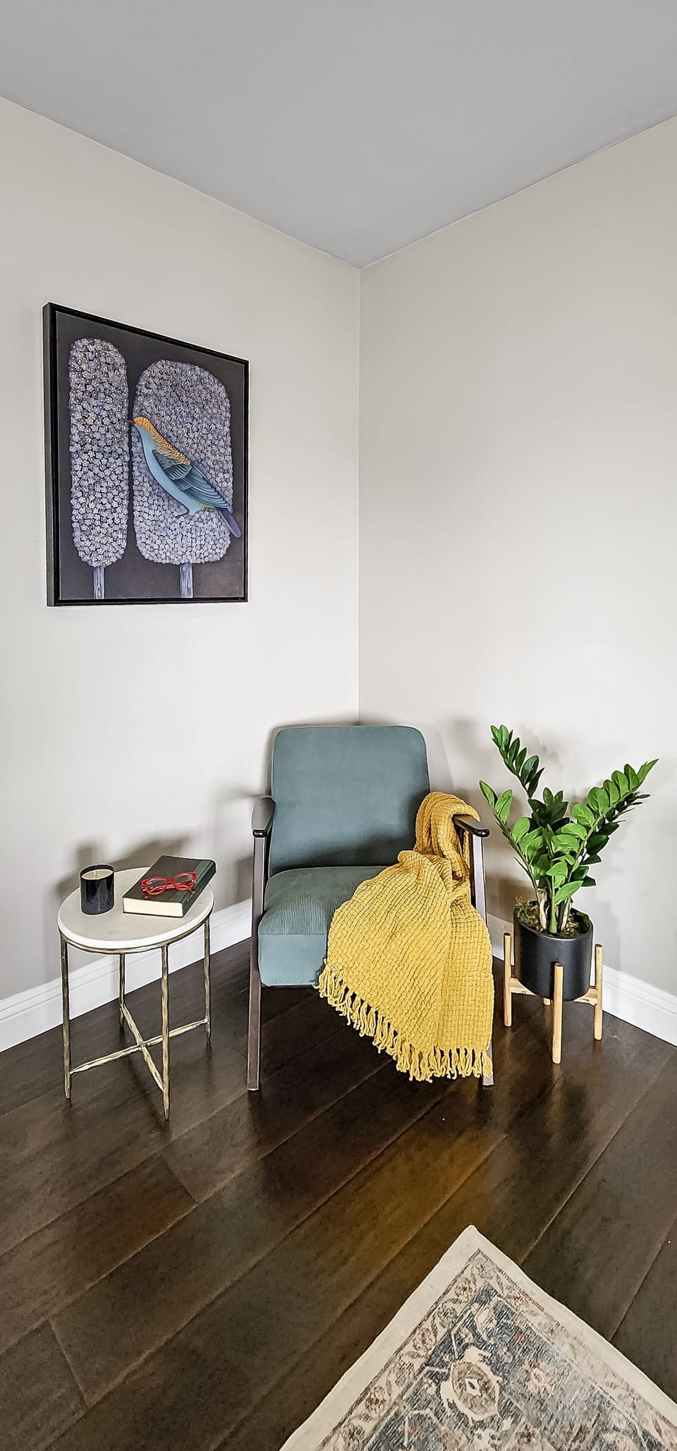 A nice nook to read a novel and curl up under the cozy blanket.