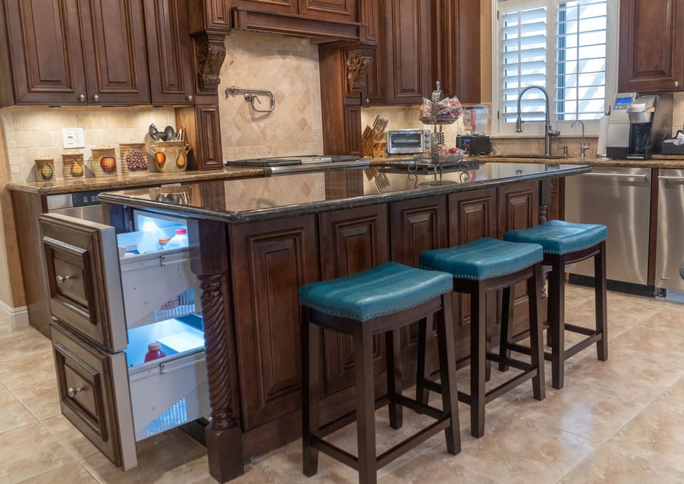 Beverage cooler filled with bottled water for your stay