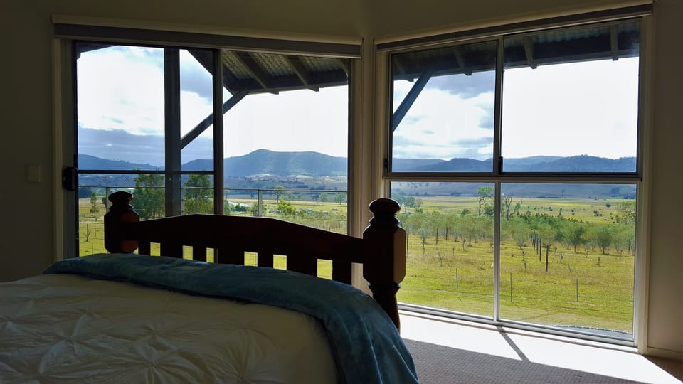 The magnificent view to wake up to in the upstairs queen room...