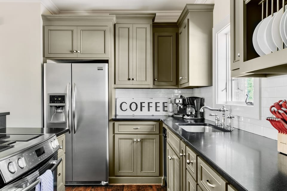 My kitchen also has a hand held mixer, knife block, and electric tea kettle. 