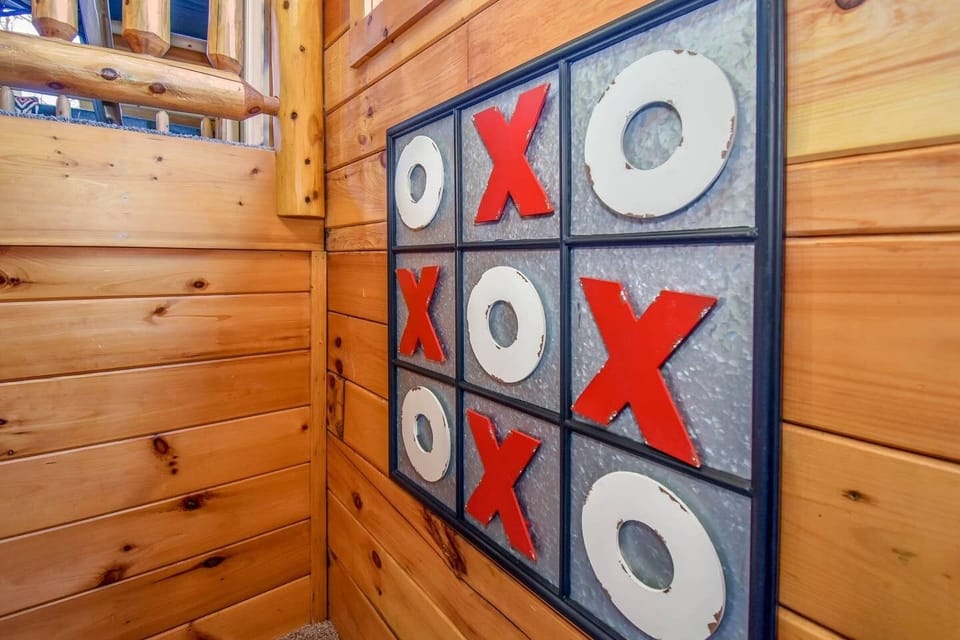 HUGE Magnetic Tic-Tac-Toe on the stairway landing
