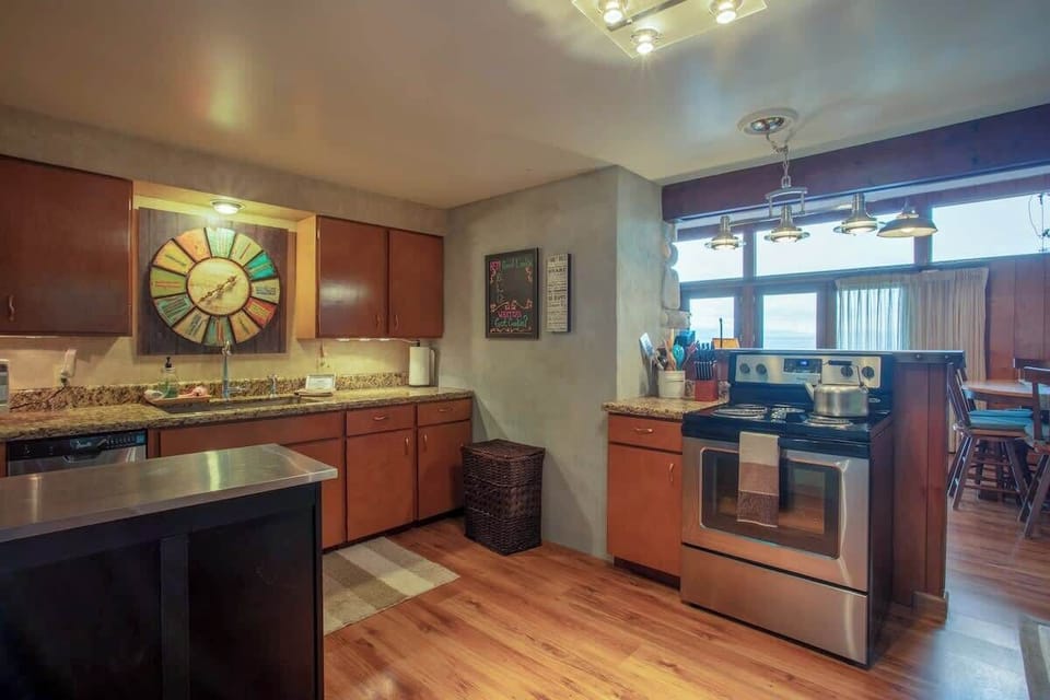 View from the kitchen towards the dining and living room areas