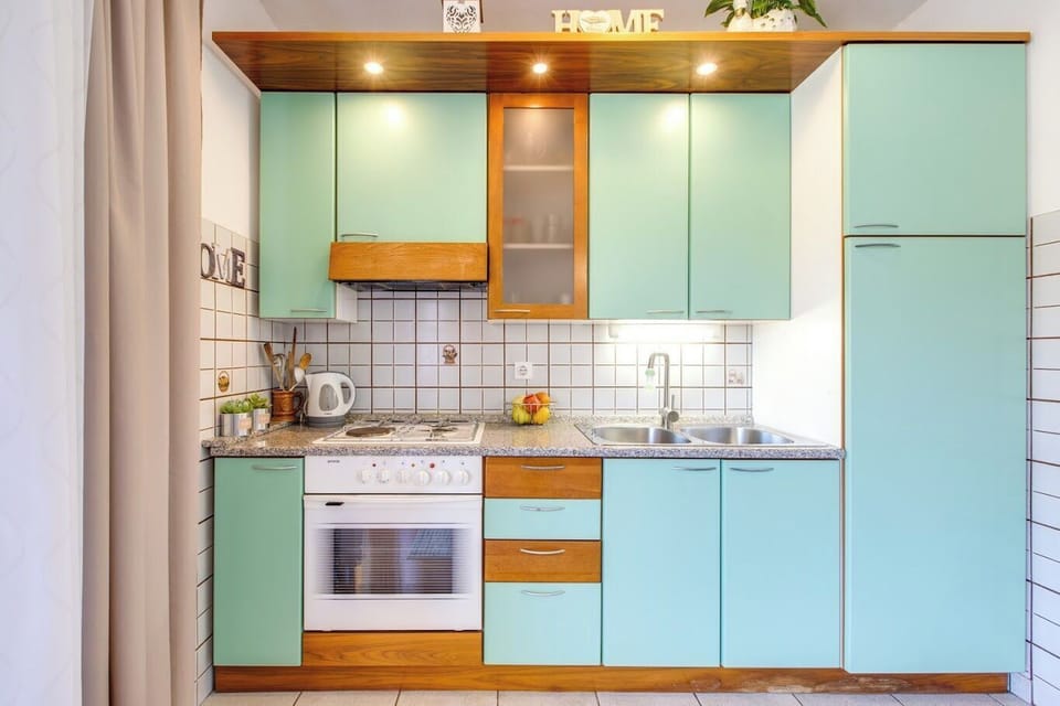 Fridge, oven, stovetop, espresso maker