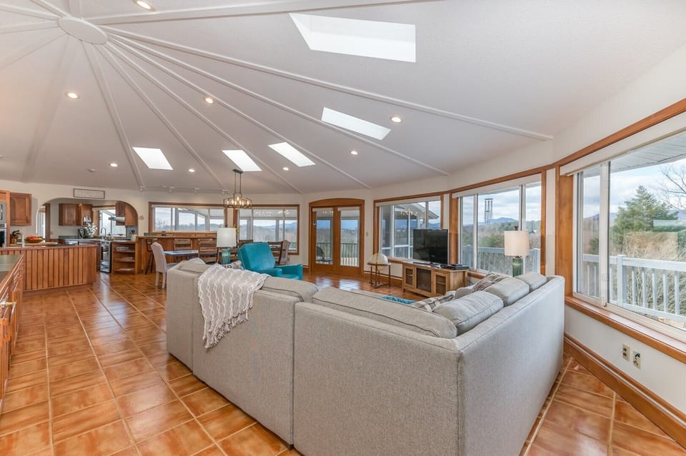 Skylights enhance the bright and airy Living Room