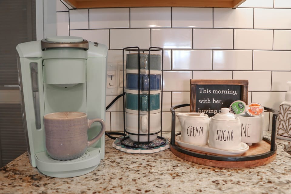 Coffee & tea with sugar/cream provided for guests. 