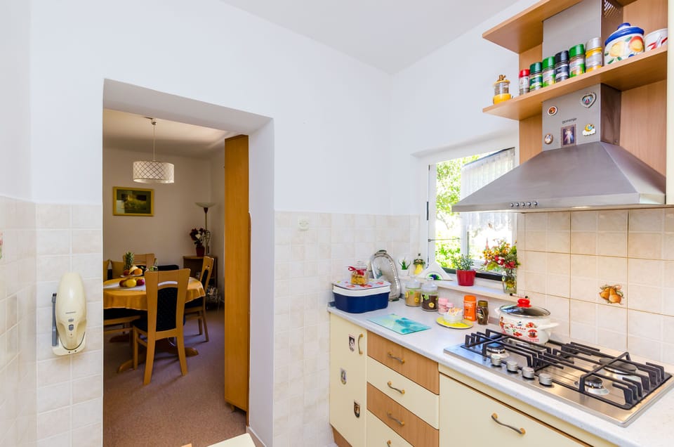Apartment (One Bedroom Apartment with Terrace) | Private kitchen | Fridge, microwave, oven, stovetop