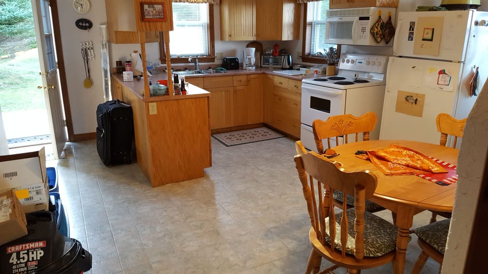 Kitchen looking out the back door