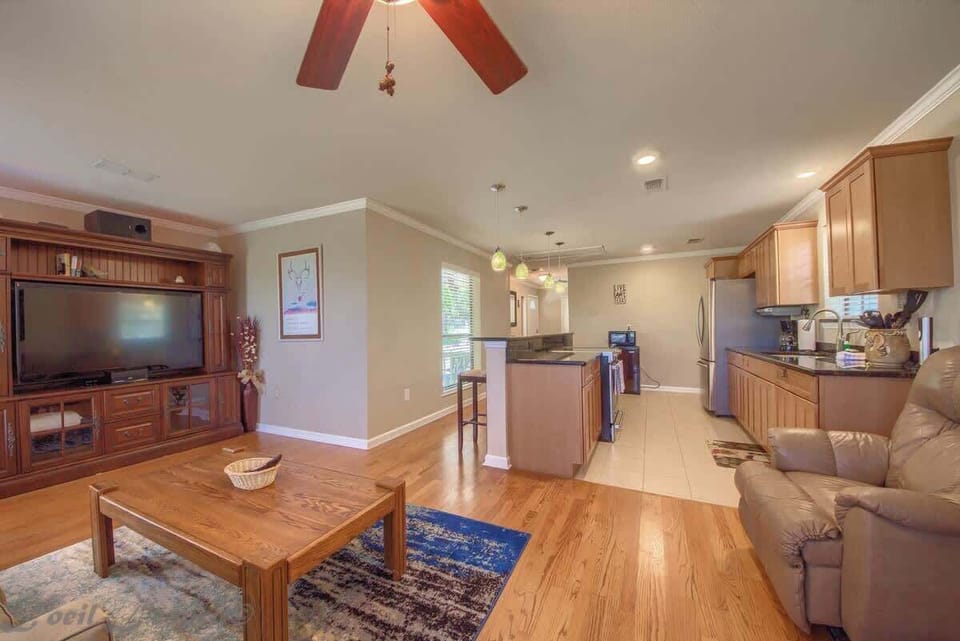 Open concept living/ dining area. 