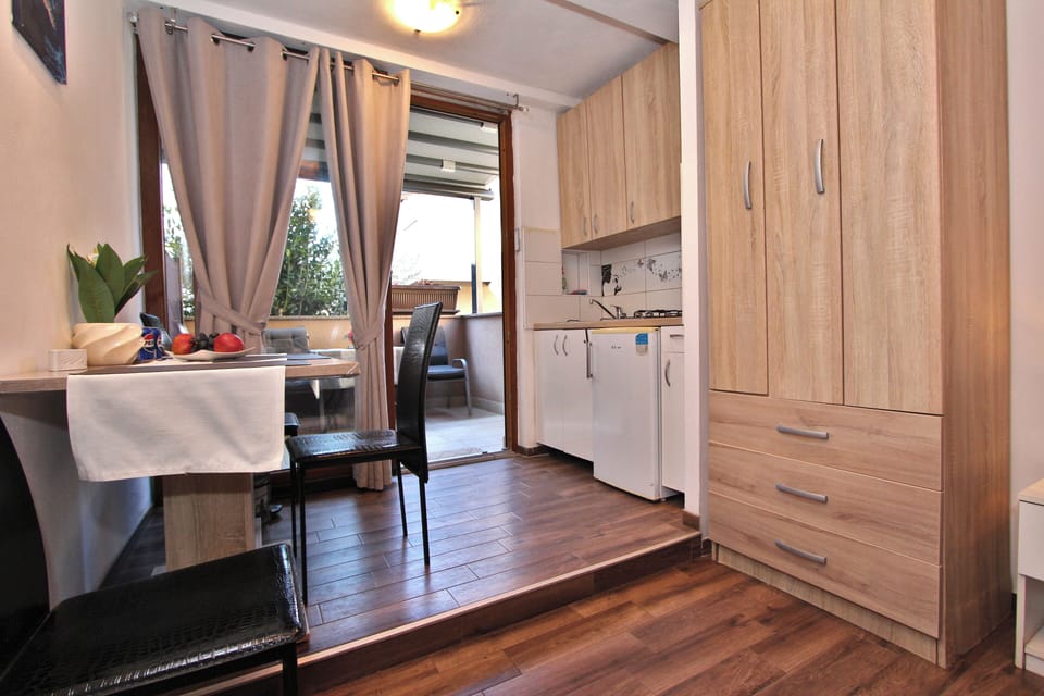 Studio, Terrace | Private kitchen | Fridge, stovetop, coffee/tea maker, electric kettle