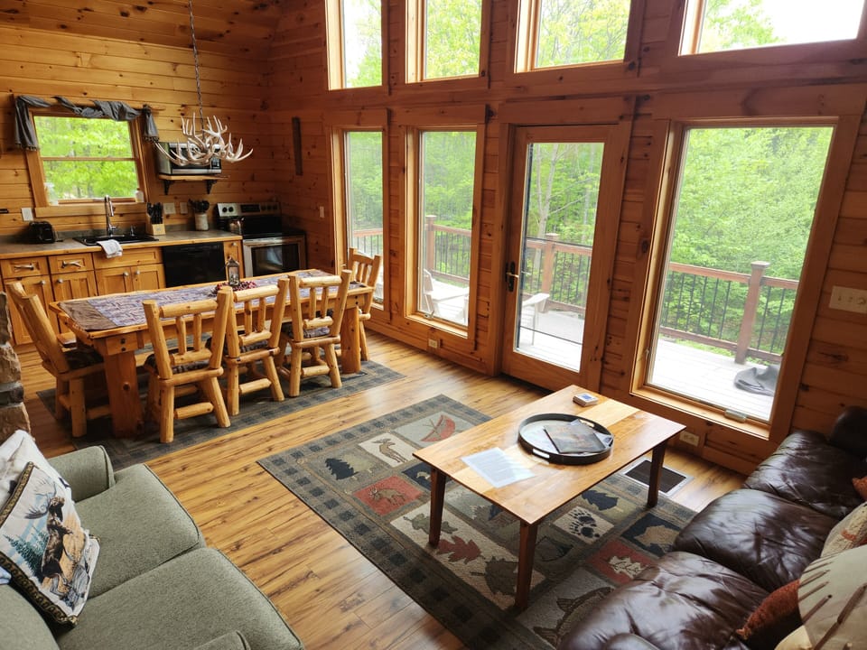 Kitchen/Living Room looking out on deck