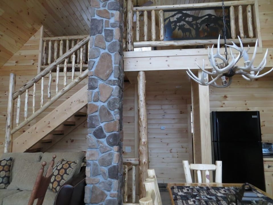 Kitchen table looking up to the loft