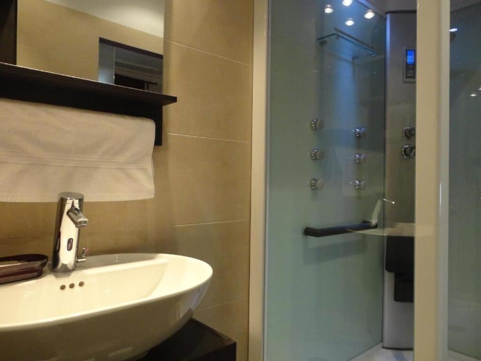 Shower, free toiletries, hair dryer