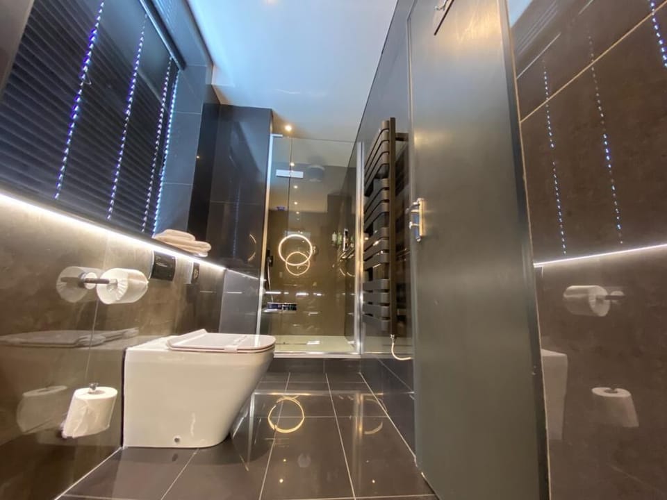 Superior Suite, 1 King Bed, Non Smoking | Bathroom | Combined shower/tub, free toiletries, hair dryer, bathrobes