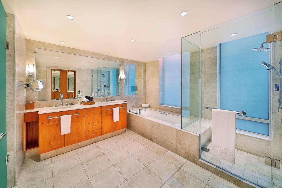 Apartment, 1 Bedroom | Bathroom | Separate tub and shower, deep soaking tub, rainfall showerhead