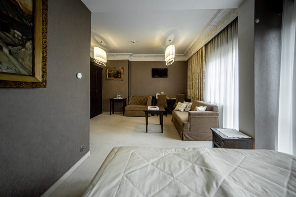 Deluxe Studio Suite, 1 King Bed | Living area | 26-inch flat-screen TV with satellite channels, TV, pay movies