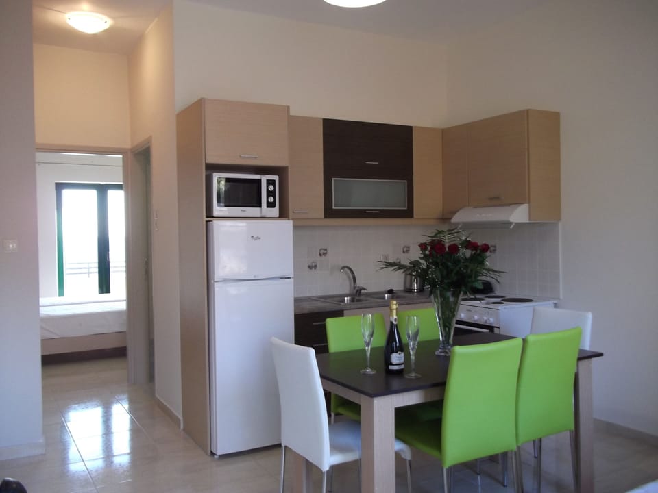 Full-size fridge, microwave, oven, stovetop
