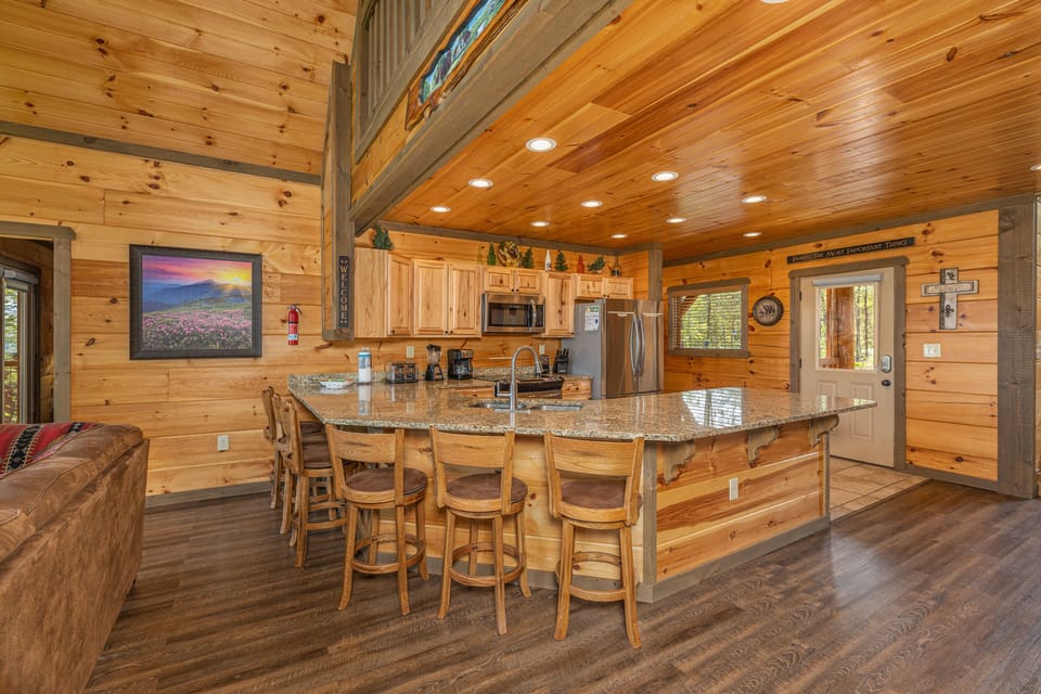 Smokies Rental Cabin Breakfast Bar Seating