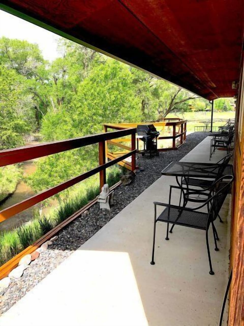 Relax in the morning with a cup of coffee and take in the peaceful creek and surroundings