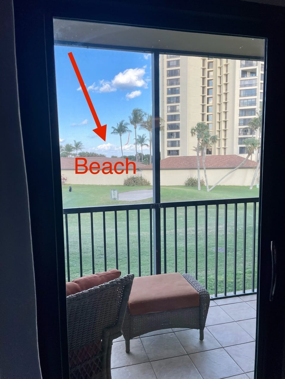 Balcony with peek of ocean