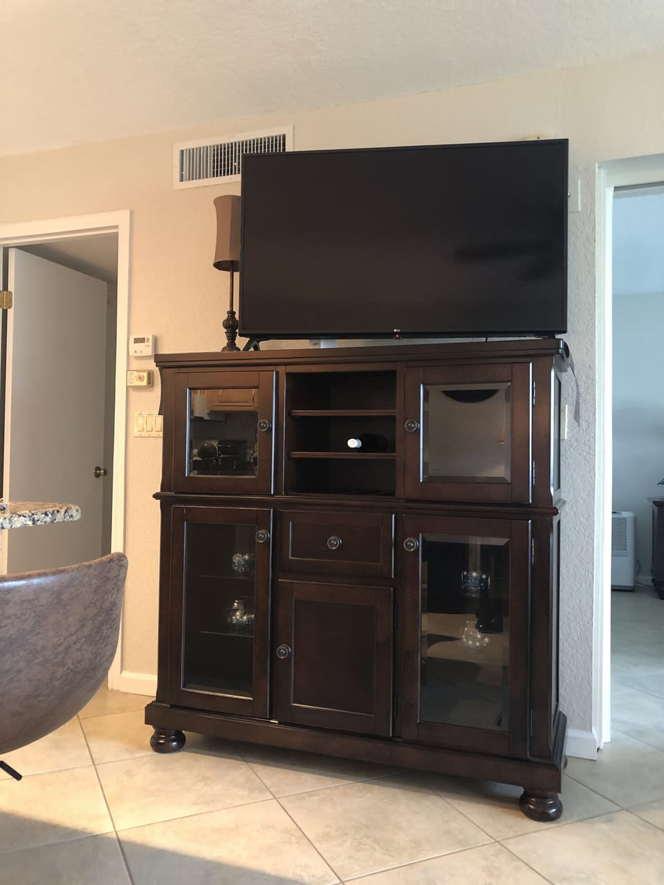 Living room with 50” flat screen tv