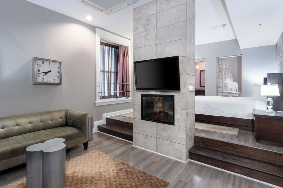 40-inch flat-screen TV with cable channels, TV