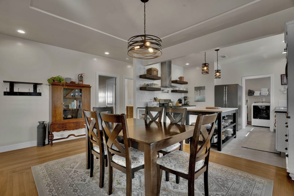 Dining table that seats up to 6 comfortably.