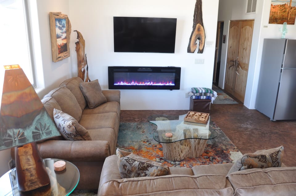 Tv and electric fireplace for atmosphere 